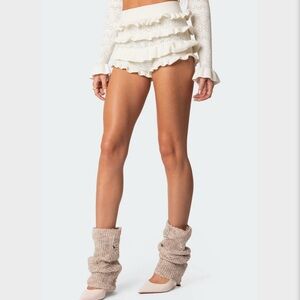 Edikted Lindsay Ruffle Knitted Shorts